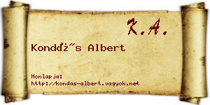 Kondás Albert névjegykártya