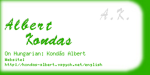 albert kondas business card