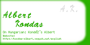 albert kondas business card